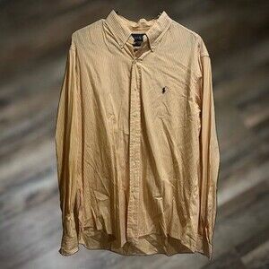 Ralph Lauren Striped Long Sleeve Button Down XL Shirt - Yellow / Cotton